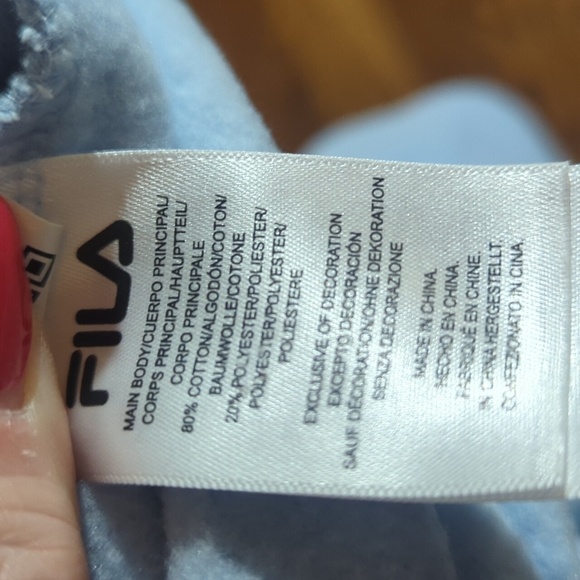 Fila Sky Blue French Terry Crewneck Navy/White Stripes Loungewear Top Sz L - Picture 6 of 8